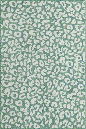 Green Blue 6' 1 x 9' Outdoor Safari Rectangle Area Rug Weather Resistant for Patio, Deck, Terrace, Balcony, Porch Animal Print Wildlife Nature Carpet for Sale at Rug Engine