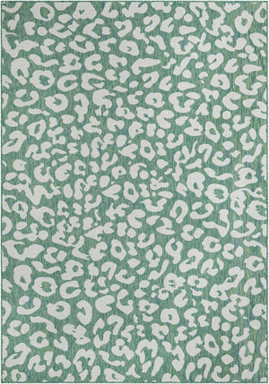 Green Blue 7' 1 x 10' Outdoor Safari Rectangle Area Rug Weather Resistant for Patio, Deck, Terrace, Balcony, Porch Animal Print Wildlife Nature Carpet for Sale at Rug Engine