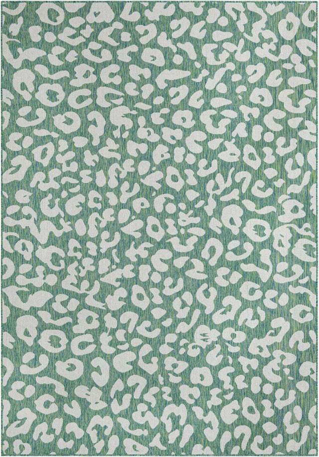 Green Blue 7' 1 x 10' Outdoor Safari Rectangle Area Rug Weather Resistant for Patio, Deck, Terrace, Balcony, Porch Animal Print Wildlife Nature Carpet for Sale at Rug Engine