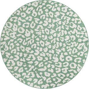 Green Blue 7' 10 x 7' 10 Outdoor Safari Round Area Rug Weather Resistant for Patio, Deck, Terrace, Balcony, Porch Animal Print Wildlife Nature Carpet for Sale at Rug Engine