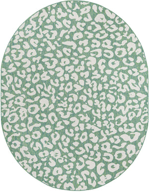 Green Blue 7' 10 x 10' Outdoor Safari Oval Area Rug Weather Resistant for Patio, Deck, Terrace, Balcony, Porch Animal Print Wildlife Nature Carpet for Sale at Rug Engine