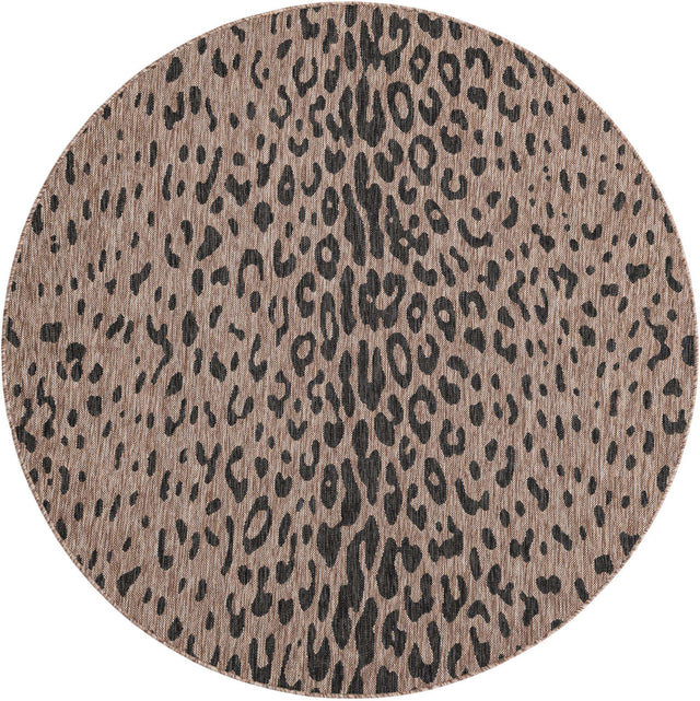 Natural 6' 1 x 6' 1 Outdoor Safari Round Area Rug Weather Resistant for Patio, Deck, Terrace, Balcony, Porch Animal Print Wildlife Nature Carpet for Sale at Rug Engine