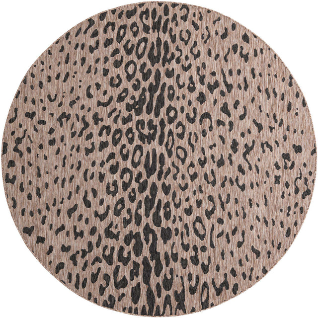 Natural 7' 10 x 7' 10 Outdoor Safari Round Area Rug Weather Resistant for Patio, Deck, Terrace, Balcony, Porch Animal Print Wildlife Nature Carpet for Sale at Rug Engine