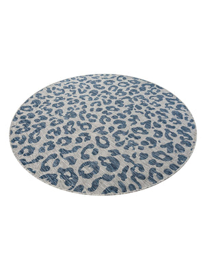 Blue 6' 1 x 6' 1 Outdoor Safari Round Area Rug Weather Resistant for Patio, Deck, Terrace, Balcony, Porch Animal Print Wildlife Nature Carpet for Sale at Rug Engine