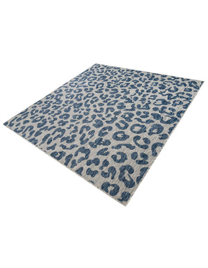 Blue 6' 1 x 6' 1 Outdoor Safari Square Area Rug Weather Resistant for Patio, Deck, Terrace, Balcony, Porch Animal Print Wildlife Nature Carpet for Sale at Rug Engine