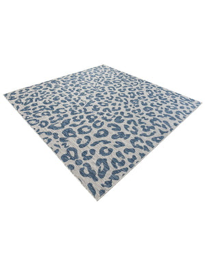 Blue 7' 10 x 7' 10 Outdoor Safari Square Area Rug Weather Resistant for Patio, Deck, Terrace, Balcony, Porch Animal Print Wildlife Nature Carpet for Sale at Rug Engine