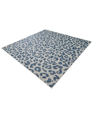 Blue 7' 10 x 7' 10 Outdoor Safari Square Area Rug Weather Resistant for Patio, Deck, Terrace, Balcony, Porch Animal Print Wildlife Nature Carpet for Sale at Rug Engine
