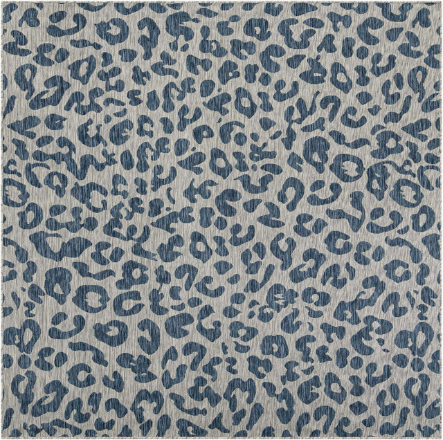 Blue 7' 10 x 7' 10 Outdoor Safari Square Area Rug Weather Resistant for Patio, Deck, Terrace, Balcony, Porch Animal Print Wildlife Nature Carpet for Sale at Rug Engine