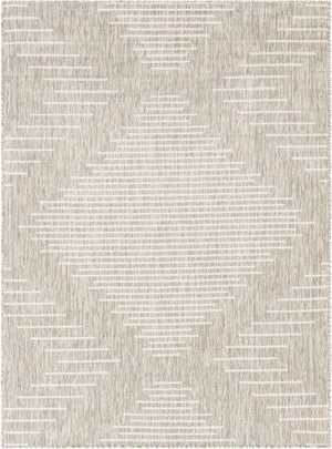 Gray 5' 3 x 7' 1 Outdoor Modern Rectangle Area Rug Weather Resistant for Patio, Deck, Terrace, Balcony, Porch 100% Polypropylene Modern Outside Carpet for Sale at Rug Engine