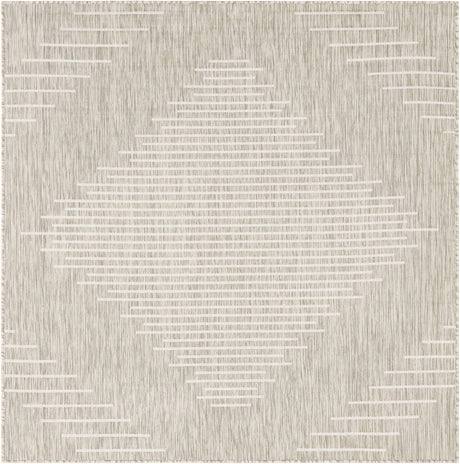 Gray 6' 1 x 6' 1 Outdoor Modern Square Area Rug Weather Resistant for Patio, Deck, Terrace, Balcony, Porch 100% Polypropylene Modern Outside Carpet for Sale at Rug Engine