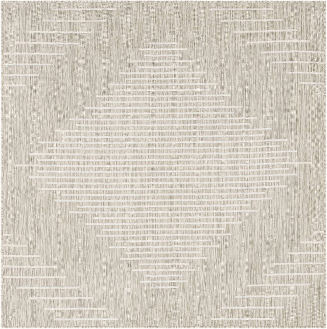 Gray 6' 1 x 6' 1 Outdoor Modern Square Area Rug Weather Resistant for Patio, Deck, Terrace, Balcony, Porch 100% Polypropylene Modern Outside Carpet for Sale at Rug Engine