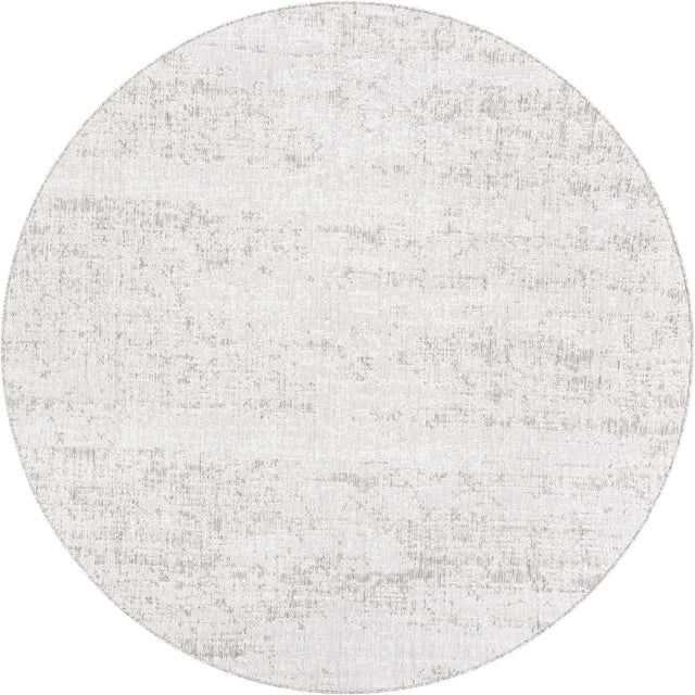 Gray 7' 10 x 7' 10 Outdoor Modern Round Area Rug Weather Resistant for Patio, Deck, Terrace, Balcony, Porch 100% Polypropylene Modern Outside Carpet for Sale at Rug Engine
