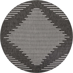 Charcoal Gray 10' x 10' Outdoor Modern Round Area Rug Weather Resistant for Patio, Deck, Terrace, Balcony, Porch 100% Polypropylene Modern Outside Carpet for Sale at Rug Engine