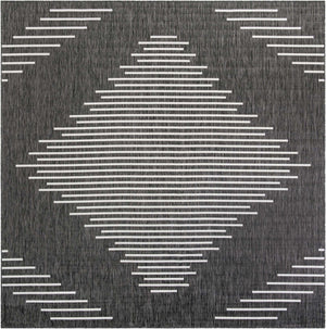 Charcoal Gray 10' x 10' Outdoor Modern Square Area Rug Weather Resistant for Patio, Deck, Terrace, Balcony, Porch 100% Polypropylene Modern Outside Carpet for Sale at Rug Engine