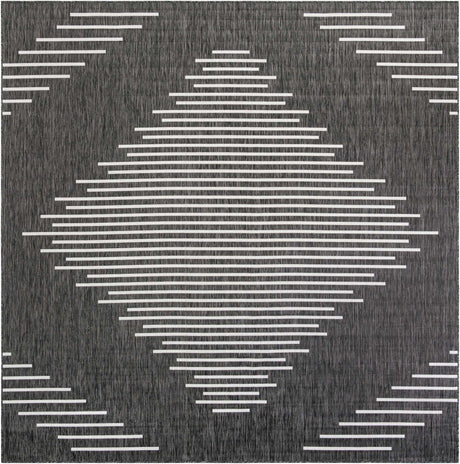 Charcoal Gray 10' x 10' Outdoor Modern Square Area Rug Weather Resistant for Patio, Deck, Terrace, Balcony, Porch 100% Polypropylene Modern Outside Carpet for Sale at Rug Engine