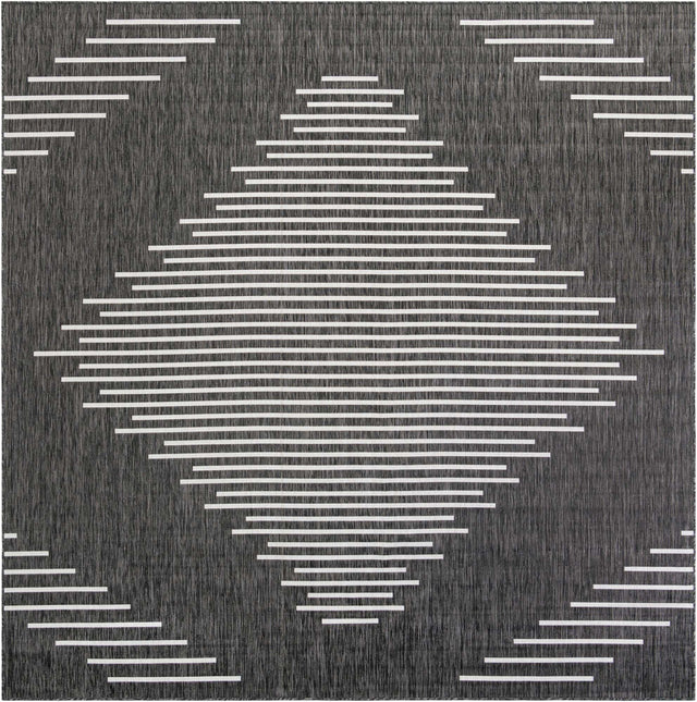 Charcoal Gray 10' x 10' Outdoor Modern Square Area Rug Weather Resistant for Patio, Deck, Terrace, Balcony, Porch 100% Polypropylene Modern Outside Carpet for Sale at Rug Engine