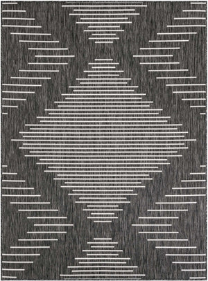 Charcoal Gray 5' 3 x 7' 1 Outdoor Modern Rectangle Area Rug Weather Resistant for Patio, Deck, Terrace, Balcony, Porch 100% Polypropylene Modern Outside Carpet for Sale at Rug Engine