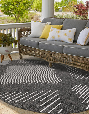 Charcoal Gray 5' 3 x 8' Outdoor Modern Oval Area Rug Weather Resistant for Patio, Deck, Terrace, Balcony, Porch 100% Polypropylene Modern Outside Carpet for Sale at Rug Engine