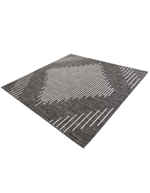 Charcoal Gray 6' 1 x 6' 1 Outdoor Modern Square Area Rug Weather Resistant for Patio, Deck, Terrace, Balcony, Porch 100% Polypropylene Modern Outside Carpet for Sale at Rug Engine