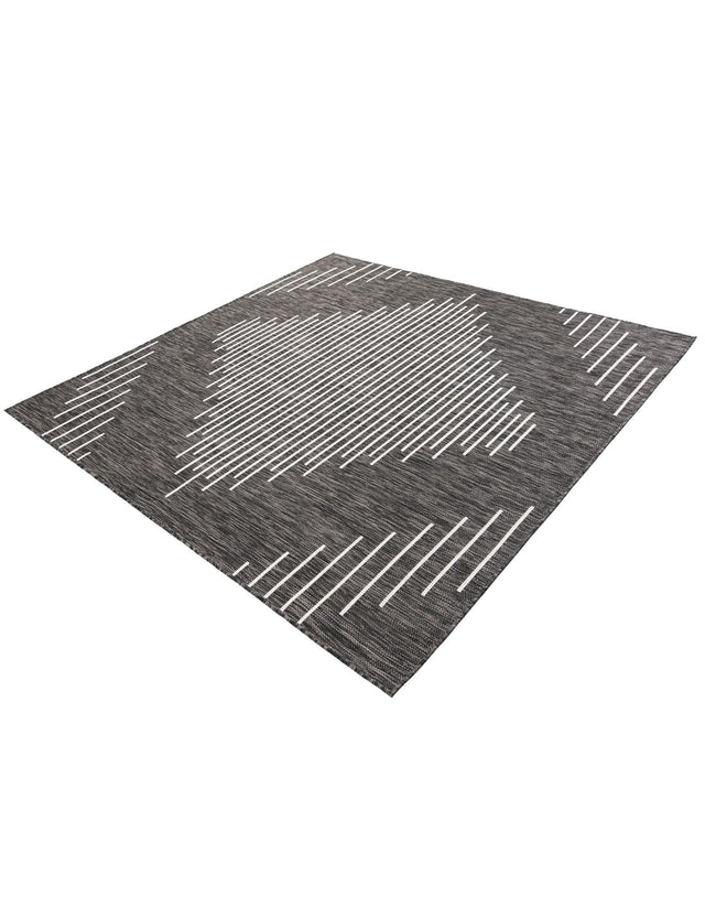 Charcoal Gray 6' 1 x 6' 1 Outdoor Modern Square Area Rug Weather Resistant for Patio, Deck, Terrace, Balcony, Porch 100% Polypropylene Modern Outside Carpet for Sale at Rug Engine