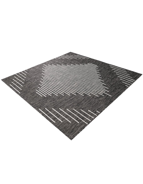Charcoal Gray 6' 1 x 6' 1 Outdoor Modern Square Area Rug Weather Resistant for Patio, Deck, Terrace, Balcony, Porch 100% Polypropylene Modern Outside Carpet for Sale at Rug Engine