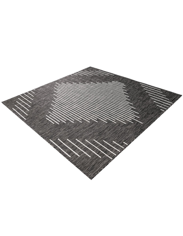 Charcoal Gray 6' 1 x 6' 1 Outdoor Modern Square Area Rug Weather Resistant for Patio, Deck, Terrace, Balcony, Porch 100% Polypropylene Modern Outside Carpet for Sale at Rug Engine
