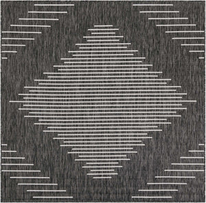 Charcoal Gray 6' 1 x 6' 1 Outdoor Modern Square Area Rug Weather Resistant for Patio, Deck, Terrace, Balcony, Porch 100% Polypropylene Modern Outside Carpet for Sale at Rug Engine