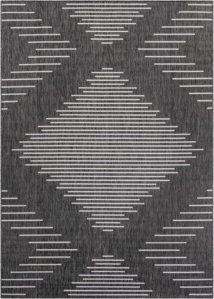 Charcoal Gray 7' 10 x 11' Outdoor Modern Rectangle Area Rug Weather Resistant for Patio, Deck, Terrace, Balcony, Porch 100% Polypropylene Modern Outside Carpet for Sale at Rug Engine