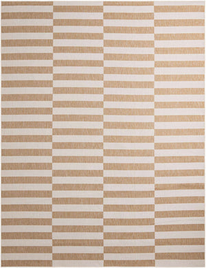 Taupe 10' x 13' 1 Outdoor Striped Rectangle Area Rug Weather Resistant for Patio, Deck, Terrace, Balcony, Porch Geometric Pattern Waterproof Carpet for Sale at Rug Engine