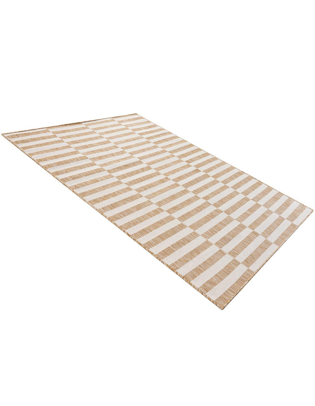 Taupe 5' 3 x 7' 1 Outdoor Striped Rectangle Area Rug Weather Resistant for Patio, Deck, Terrace, Balcony, Porch Geometric Pattern Waterproof Carpet for Sale at Rug Engine