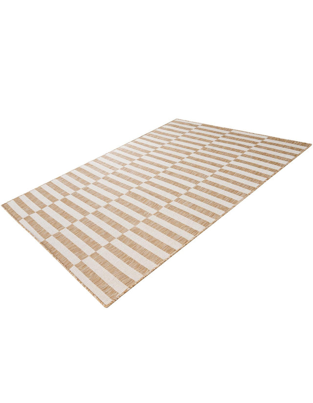 Taupe 5' 3 x 7' 1 Outdoor Striped Rectangle Area Rug Weather Resistant for Patio, Deck, Terrace, Balcony, Porch Geometric Pattern Waterproof Carpet for Sale at Rug Engine