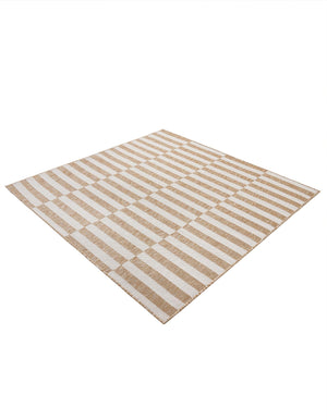 Taupe 6' 1 x 6' 1 Outdoor Striped Square Area Rug Weather Resistant for Patio, Deck, Terrace, Balcony, Porch Geometric Pattern Waterproof Carpet for Sale at Rug Engine