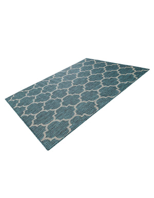 Teal 5' 3 x 7' 1 Outdoor Trellis Rectangle Area Rug Weather Resistant for Patio, Deck, Terrace, Balcony, Porch Geometric Design Water Safe Outside Carpet for Sale at Rug Engine