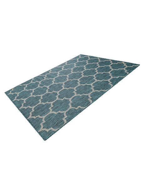 Teal 5' 3 x 7' 1 Outdoor Trellis Rectangle Area Rug Weather Resistant for Patio, Deck, Terrace, Balcony, Porch Geometric Design Water Safe Outside Carpet for Sale at Rug Engine