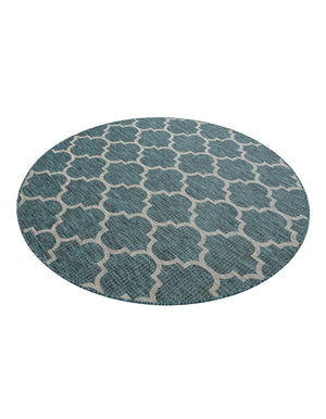 Teal 6' 1 x 6' 1 Outdoor Trellis Round Area Rug Weather Resistant for Patio, Deck, Terrace, Balcony, Porch Geometric Design Water Safe Outside Carpet for Sale at Rug Engine