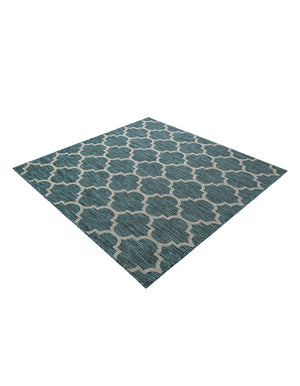 Teal 6' 1 x 6' 1 Outdoor Trellis Square Area Rug Weather Resistant for Patio, Deck, Terrace, Balcony, Porch Geometric Design Water Safe Outside Carpet for Sale at Rug Engine