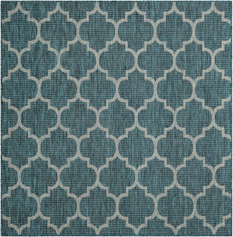 Teal 6' 1 x 6' 1 Outdoor Trellis Square Area Rug Weather Resistant for Patio, Deck, Terrace, Balcony, Porch Geometric Design Water Safe Outside Carpet for Sale at Rug Engine