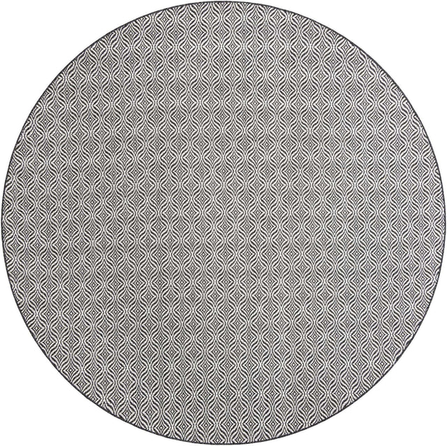 Charcoal 10' x 10' Outdoor Trellis Round Area Rug Weather Resistant for Patio, Deck, Terrace, Balcony, Porch Geometric Design Water Safe Outside Carpet for Sale at Rug Engine