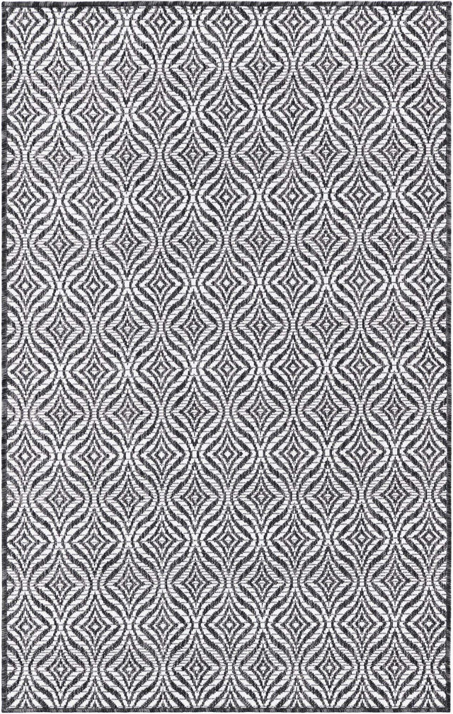 Charcoal 3' 1 x 5' 3 Outdoor Trellis Rectangle Area Rug Weather Resistant for Patio, Deck, Terrace, Balcony, Porch Geometric Design Water Safe Outside Carpet for Sale at Rug Engine