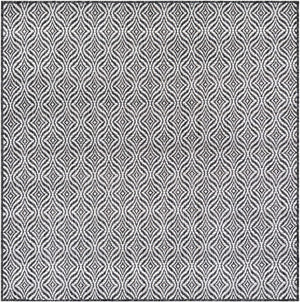 Charcoal 5' 3 x 5' 3 Outdoor Trellis Square Area Rug Weather Resistant for Patio, Deck, Terrace, Balcony, Porch Geometric Design Water Safe Outside Carpet for Sale at Rug Engine
