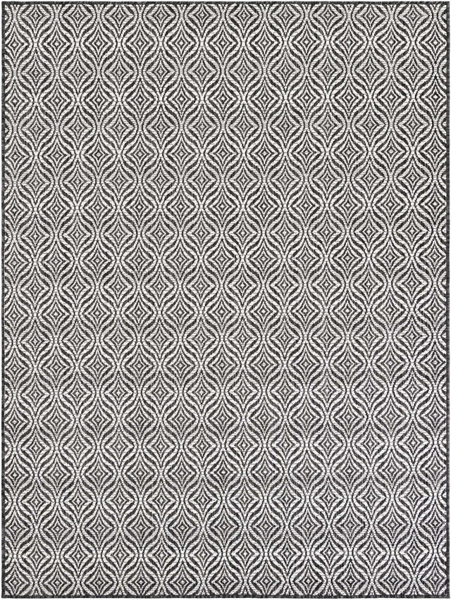 Charcoal 5' 3 x 7' 1 Outdoor Trellis Rectangle Area Rug Weather Resistant for Patio, Deck, Terrace, Balcony, Porch Geometric Design Water Safe Outside Carpet for Sale at Rug Engine