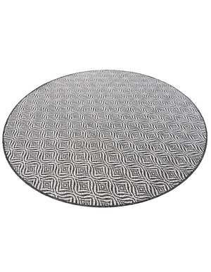 Charcoal 6' 1 x 6' 1 Outdoor Trellis Round Area Rug Weather Resistant for Patio, Deck, Terrace, Balcony, Porch Geometric Design Water Safe Outside Carpet for Sale at Rug Engine