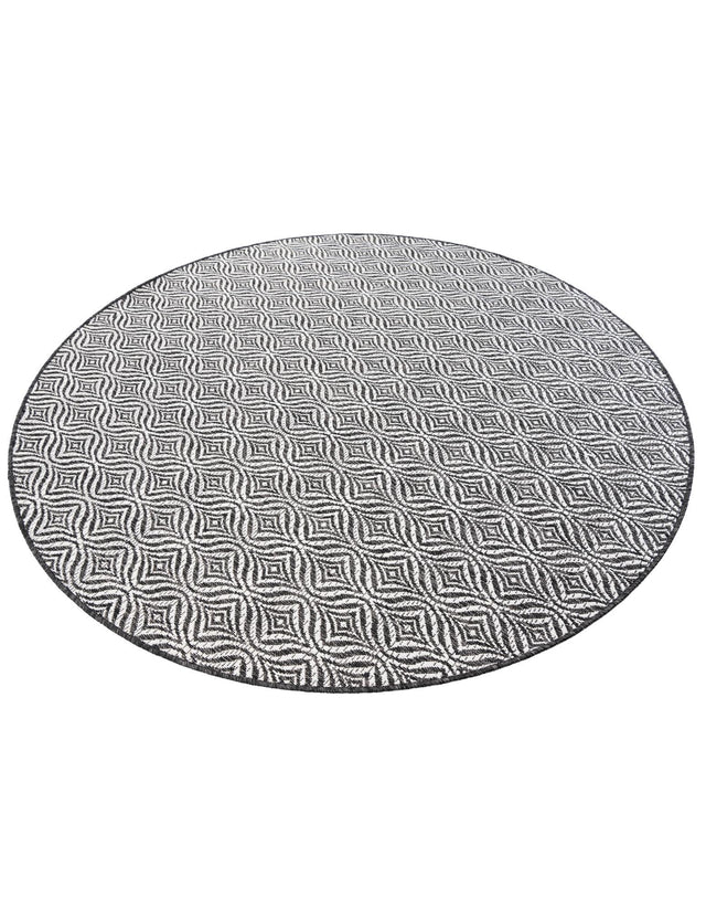 Charcoal 6' 1 x 6' 1 Outdoor Trellis Round Area Rug Weather Resistant for Patio, Deck, Terrace, Balcony, Porch Geometric Design Water Safe Outside Carpet for Sale at Rug Engine
