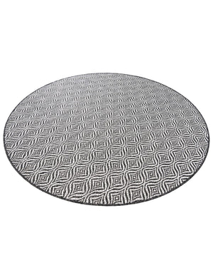 Charcoal 6' 1 x 6' 1 Outdoor Trellis Round Area Rug Weather Resistant for Patio, Deck, Terrace, Balcony, Porch Geometric Design Water Safe Outside Carpet for Sale at Rug Engine