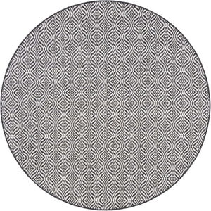 Charcoal 6' 1 x 6' 1 Outdoor Trellis Round Area Rug Weather Resistant for Patio, Deck, Terrace, Balcony, Porch Geometric Design Water Safe Outside Carpet for Sale at Rug Engine