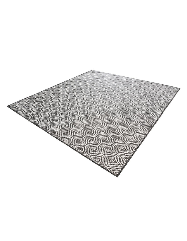 Charcoal 6' 1 x 6' 1 Outdoor Trellis Square Area Rug Weather Resistant for Patio, Deck, Terrace, Balcony, Porch Geometric Design Water Safe Outside Carpet for Sale at Rug Engine