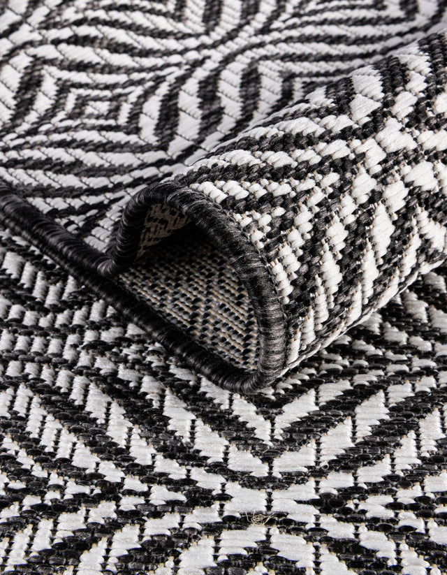 Charcoal 6' 1 x 6' 1 Outdoor Trellis Square Area Rug Weather Resistant for Patio, Deck, Terrace, Balcony, Porch Geometric Design Water Safe Outside Carpet for Sale at Rug Engine