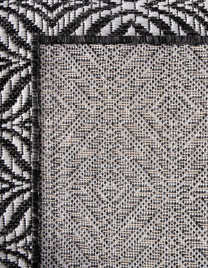 Charcoal 6' 1 x 6' 1 Outdoor Trellis Square Area Rug Weather Resistant for Patio, Deck, Terrace, Balcony, Porch Geometric Design Water Safe Outside Carpet for Sale at Rug Engine