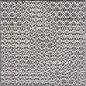 Charcoal 6' 1 x 6' 1 Outdoor Trellis Square Area Rug Weather Resistant for Patio, Deck, Terrace, Balcony, Porch Geometric Design Water Safe Outside Carpet for Sale at Rug Engine