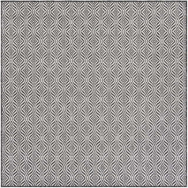 Charcoal 6' 1 x 6' 1 Outdoor Trellis Square Area Rug Weather Resistant for Patio, Deck, Terrace, Balcony, Porch Geometric Design Water Safe Outside Carpet for Sale at Rug Engine
